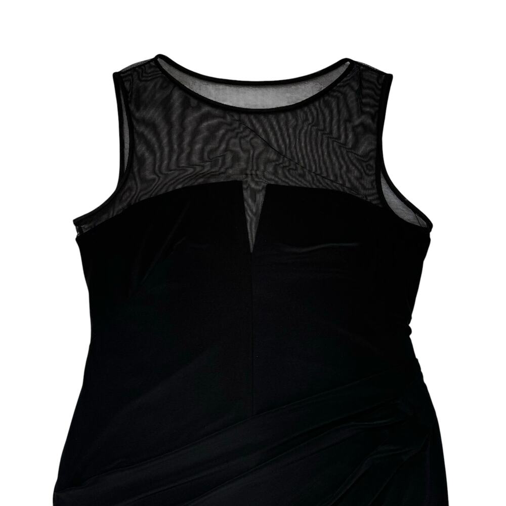 RALPH LAUREN LRL Mesh V-neck Black Jersey Knit Dress Sz 14 LBD Date Event Formal - Picture 6 of 11